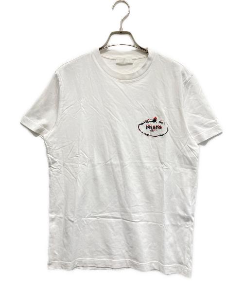 PRADA（プラダ）PRADA (プラダ) ロゴ刺繍Tシャツ ホワイト サイズ:Mの古着・服飾アイテム