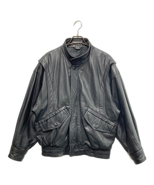 INTERMEZZO（インターメッツォ）INTERMEZZO (インターメッツォ) カウレザージャケット ブラック サイズ:Lの古着・服飾アイテム