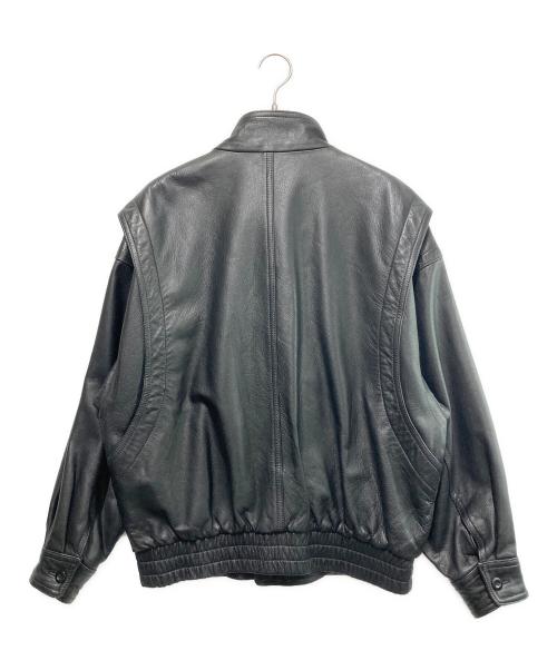 INTERMEZZO（インターメッツォ）INTERMEZZO (インターメッツォ) カウレザージャケット ブラック サイズ:Lの古着・服飾アイテム