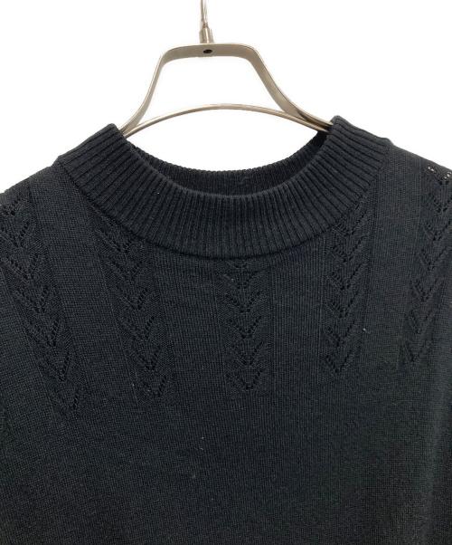 BLUE LABEL CRESTBRIDGE（ブルーレーベルクレストブリッジ）BLUE LABEL CRESTBRIDGE (ブルーレーベルクレストブリッジ) クレストブリッジチェック切替ニットワンピース ブラック×パープル サイズ:38の古着・服飾アイテム