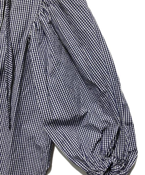 YORI（ヨリ）yori (ヨリ) ギンガムリボンパフスリーブブラウス ブルー サイズ:Freeの古着・服飾アイテム
