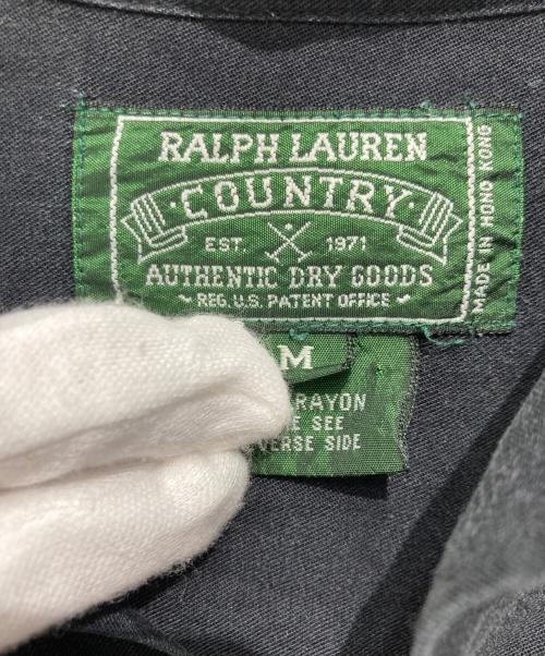 RALPH LAUREN COUNTRY（ラルフローレンカントリー）RALPH LAUREN COUNTRY (ラルフローレンカントリー) レーヨンウエスタンオープンカラーシャツ ブラック×レッド サイズ:Mの古着・服飾アイテム