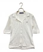 FRED PERRYフレッドペリー）の古着「OPEN KNIT BUTTON THROUGH SHIRT」｜ホワイト