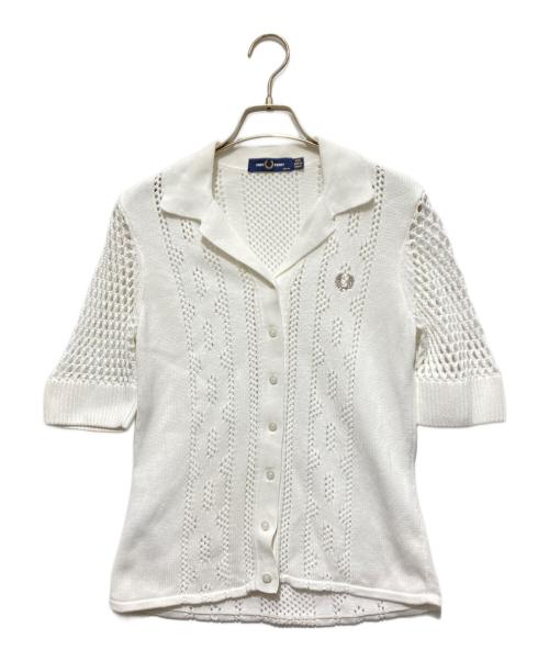 FRED PERRY（フレッドペリー）FRED PERRY (フレッドペリー) OPEN KNIT BUTTON THROUGH SHIRT ホワイト サイズ:38の古着・服飾アイテム