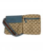 GUCCIグッチ）の古着「GGキャンパスウエストポーチ」｜ベージュ×ブルー
