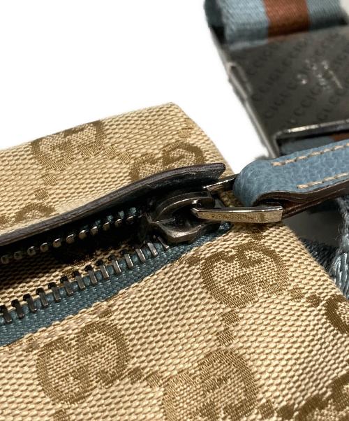 GUCCI（グッチ）GUCCI (グッチ) GGキャンパスウエストポーチ ベージュ×ブルーの古着・服飾アイテム