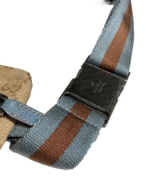 GUCCI（グッチ）GUCCI (グッチ) GGキャンパスウエストポーチ ベージュ×ブルーの古着・服飾アイテム