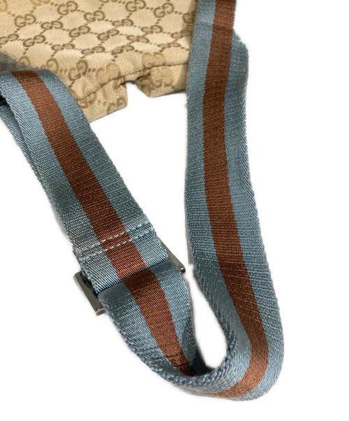 GUCCI（グッチ）GUCCI (グッチ) GGキャンパスウエストポーチ ベージュ×ブルーの古着・服飾アイテム