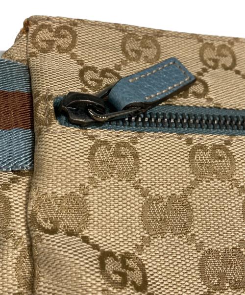 GUCCI（グッチ）GUCCI (グッチ) GGキャンパスウエストポーチ ベージュ×ブルーの古着・服飾アイテム