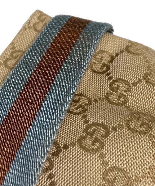 GUCCI（グッチ）GUCCI (グッチ) GGキャンパスウエストポーチ ベージュ×ブルーの古着・服飾アイテム