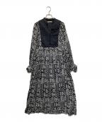 ne quittez pasヌキテパ）の古着「MODAL SATIN PATCHWORK PRINT DRESS」｜ブラック