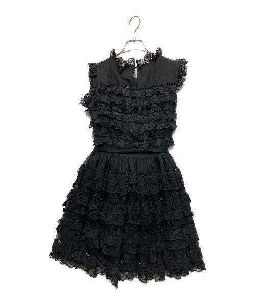 RED VALENTINO（レッドヴァレンティノ）RED VALENTINO (レッドヴァレンティノ) ケープ付ノースリーブワンピース ブラック サイズ:不明の古着・服飾アイテム