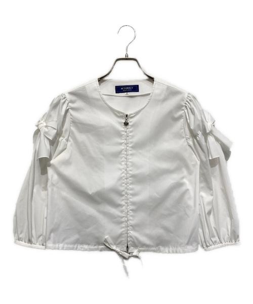 M'S GRACY（エムズグレイシー）M'S GRACY (エムズグレイシー) 袖リボンブルゾン ホワイト サイズ:40の古着・服飾アイテム