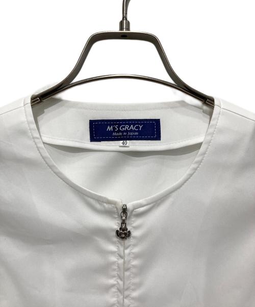 M'S GRACY（エムズグレイシー）M'S GRACY (エムズグレイシー) 袖リボンブルゾン ホワイト サイズ:40の古着・服飾アイテム