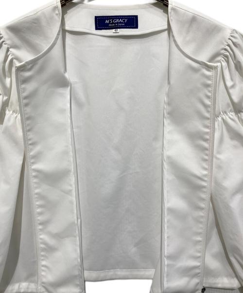 M'S GRACY（エムズグレイシー）M'S GRACY (エムズグレイシー) 袖リボンブルゾン ホワイト サイズ:40の古着・服飾アイテム