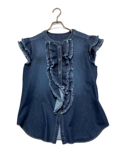 TAE ASHIDA（タエ アシダ）TAE ASHIDA (タエ アシダ) 24SS デニム フリル ブラウス インディゴ サイズ:9の古着・服飾アイテム