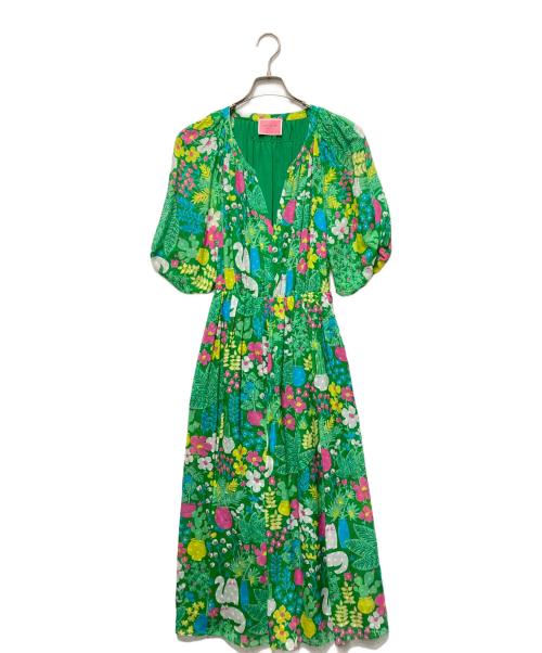 Kate Spade（ケイトスペード）Kate Spade (ケイトスペード) garden posy silk dress グリーン サイズ:2の古着・服飾アイテム