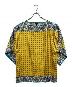 中古・古着通販】ESCADA (エスカーダ) 総柄ブラウス イエロー サイズ