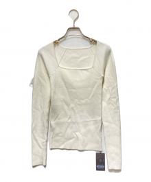 anuans（アニュアンス）の古着「シルクカシミアブレンドデコルテリブニット」｜ベージュ