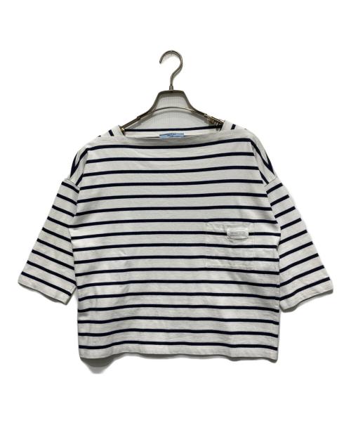 PRADA（プラダ）PRADA (プラダ) ボーダー半袖カットソー ホワイト サイズ:Sの古着・服飾アイテム