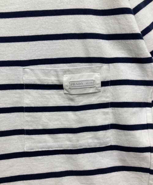 PRADA（プラダ）PRADA (プラダ) ボーダー半袖カットソー ホワイト サイズ:Sの古着・服飾アイテム