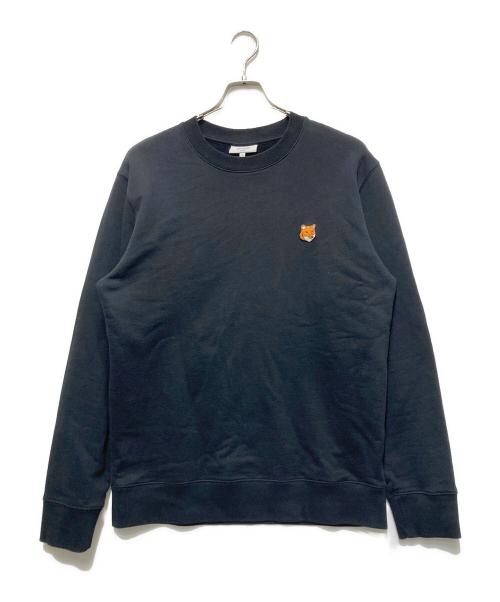 maison kitsune（メゾンキツネ）maison kitsune (メゾンキツネ) フォックスヘッド レギュラー スウェットシャツ ブラック サイズ:Lの古着・服飾アイテム