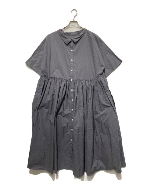 Gauze#（ガーゼ）gauze# (ガーゼ) FRENCH Bleu (フレンチブリュ) 別注コットン2WAYロールカラーワンピース グレー サイズ:FREEの古着・服飾アイテム