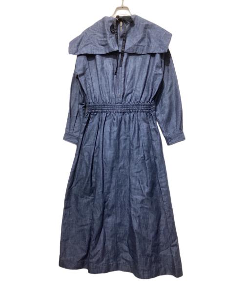 DRAWER（ドゥロワー）Drawer (ドゥロワー) セーラーカラーロングワンピース ブルー サイズ:38の古着・服飾アイテム