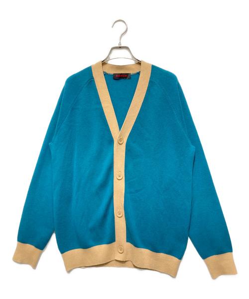 CABAN（キャバン）CABAN (キャバン) コットンカシミヤ バイカラーVネックカーディガン グリーン×ベージュ サイズ:Mの古着・服飾アイテム