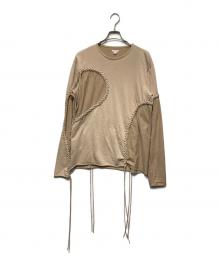 masu（エムエーエスユー）の古着「WAVING BRAID LONG SLEEVE T-SHIRTS」｜ベージュ