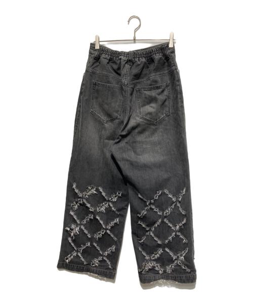 MAISON SPECIAL（メゾンスペシャル）MAISON SPECIAL (メゾンスペシャル) レーザーカットフロントデザインハイパーワイドデニム ブラックの古着・服飾アイテム