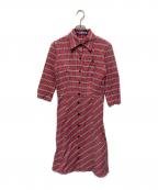 BURBERRY BLUE LABELバーバリー ブルー レーベル）の古着「チェックシャツシャツワンピース」｜レッド