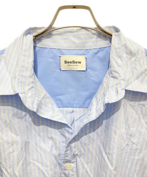 seesew（シーソー）seesew (シーソー) FAKE BLOCKING OVER SHIRTS スカイブルー サイズ:Lの古着・服飾アイテム