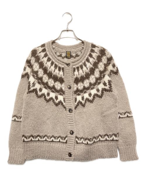 BATONER（バトナ―）BATONER (バトナ―) OHAIR NORDIC CREW NECK CARDIGAN ブラウン サイズ:1の古着・服飾アイテム