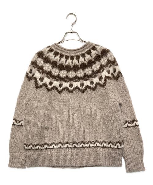 BATONER（バトナ―）BATONER (バトナ―) OHAIR NORDIC CREW NECK CARDIGAN ブラウン サイズ:1の古着・服飾アイテム