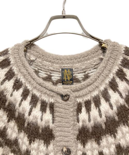 BATONER（バトナ―）BATONER (バトナ―) OHAIR NORDIC CREW NECK CARDIGAN ブラウン サイズ:1の古着・服飾アイテム