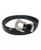 TORY LEATHERトリーレザー）の古着「3/4 inch 3-Piece Silver Buckle Set Belt」｜ブラック