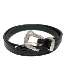 TORY LEATHER（トリーレザー）の古着「3/4 inch 3-Piece Silver Buckle Set Belt」｜ブラック