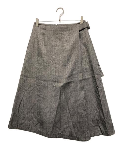 SOEJU（ソージュ）SOEJU (ソージュ) ヘリンボーンタックワイドスカート グレー サイズ:Mの古着・服飾アイテム