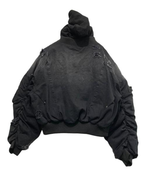 TH4SWE（ザフォースウィ）TH4SWE (ザフォースウィ) GOJOYJINNI (ゴージョインジンニ) WASHED ROUND SHAPED BOMBER DOUBLE LAYERED HAT AVIATION JACKET ブラック サイズ:Sの古着・服飾アイテム
