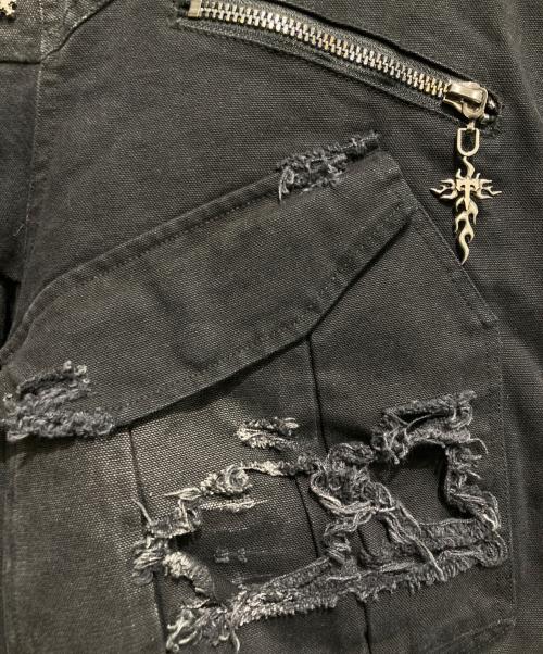 TH4SWE（ザフォースウィ）TH4SWE (ザフォースウィ) GOJOYJINNI (ゴージョインジンニ) WASHED ROUND SHAPED BOMBER DOUBLE LAYERED HAT AVIATION JACKET ブラック サイズ:Sの古着・服飾アイテム