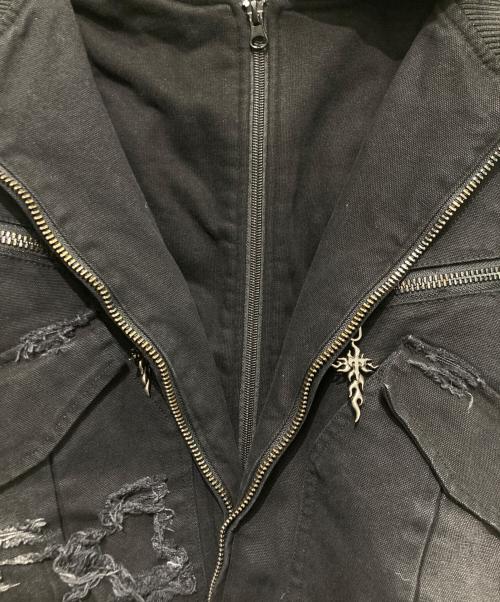 TH4SWE（ザフォースウィ）TH4SWE (ザフォースウィ) GOJOYJINNI (ゴージョインジンニ) WASHED ROUND SHAPED BOMBER DOUBLE LAYERED HAT AVIATION JACKET ブラック サイズ:Sの古着・服飾アイテム