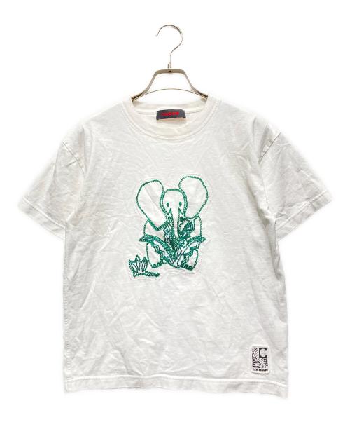 CABAN（キャバン）CABAN (キャバン) ドライスビンコットン ELEPHANTエンブロイダリー Tシャツ ホワイト サイズ:Sの古着・服飾アイテム