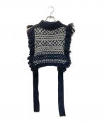 HYKEハイク）の古着「NORDIC FRINGE SWEATER VEST」｜ブラック
