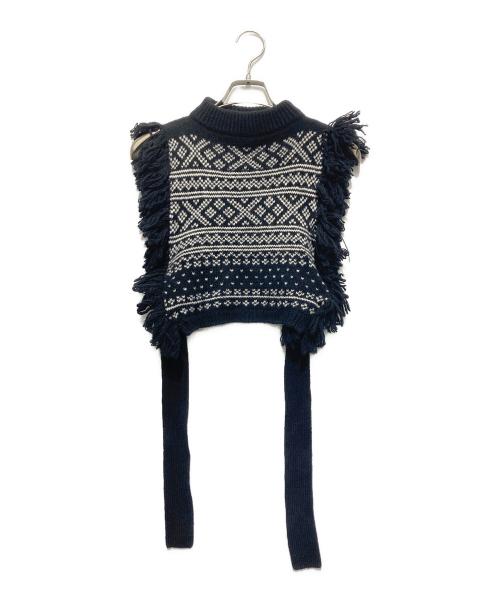 HYKE（ハイク）HYKE (ハイク) NORDIC FRINGE SWEATER VEST ブラック サイズ:不明の古着・服飾アイテム