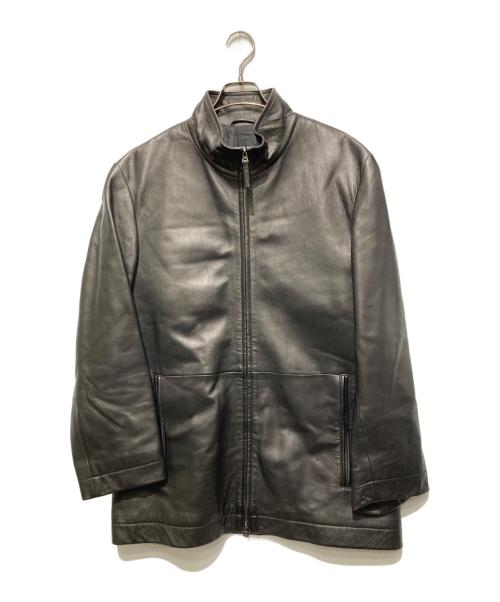 BOSS HUGO BOSS（ボス ヒューゴボス）BOSS HUGO BOSS (ボス ヒューゴボス) ラムレザージャケット ブラック サイズ:50の古着・服飾アイテム