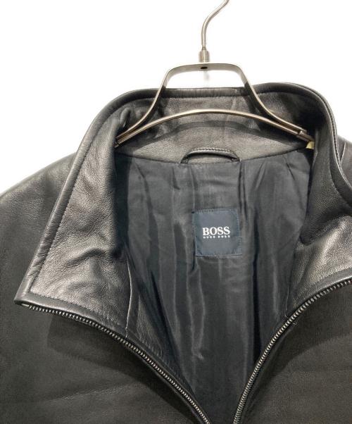 BOSS HUGO BOSS（ボス ヒューゴボス）BOSS HUGO BOSS (ボス ヒューゴボス) ラムレザージャケット ブラック サイズ:50の古着・服飾アイテム