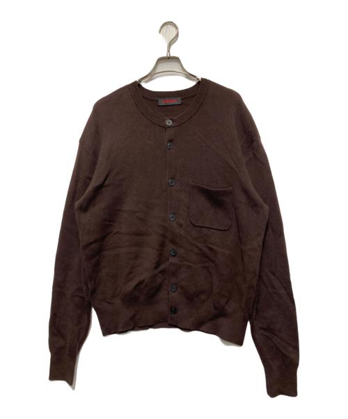 CABAN（キャバン）CABaN (キャバン) コットンカシミヤ ポケットクルーネックカーディガン ブラウン サイズ:Lの古着・服飾アイテム