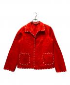 COMME des GARCONS GIRLコムデギャルソンガール）の古着「クロスステッチ  製品洗いジャケット」｜レッド