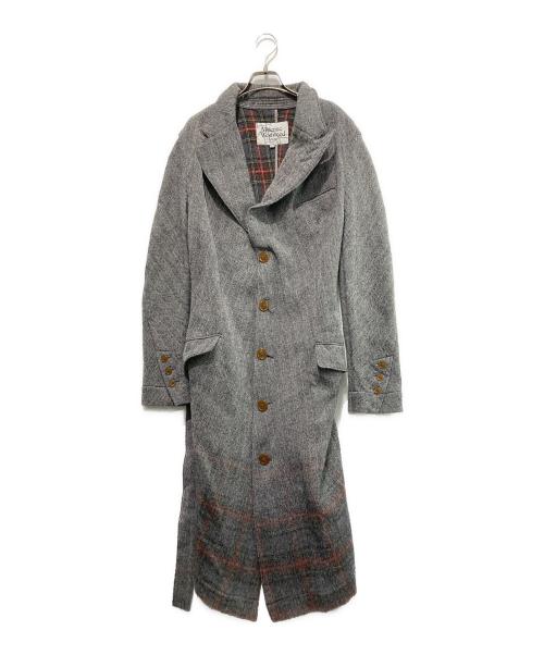 Vivienne Westwood man（ヴィヴィアン ウェストウッド マン）Vivienne Westwood man (ヴィヴィアン ウェストウッド マン) ヘリンボーンチェックウールコート グレー サイズ:44の古着・服飾アイテム